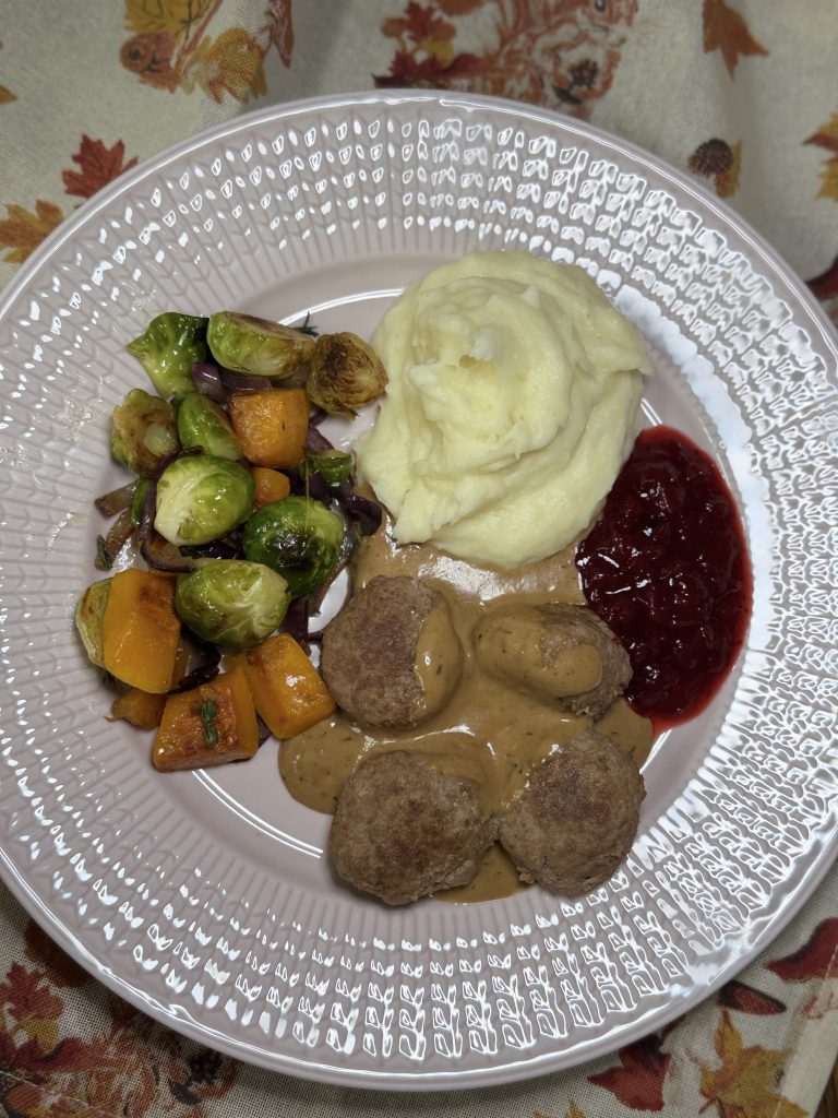 Vidsvinsköttbullar med messmörsås.