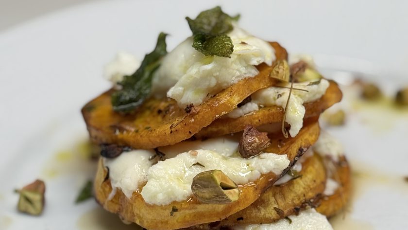 Rostade sötpotatis med burrata