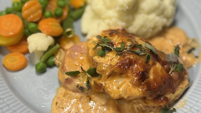 Krämig falukorv i ugn