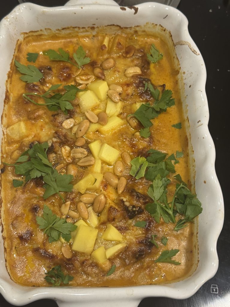 Flygande Jacob på fläskfilé, mango och jordnötter