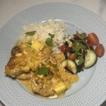 Flygande Jacob på fläskfilé, mango och jordnötter